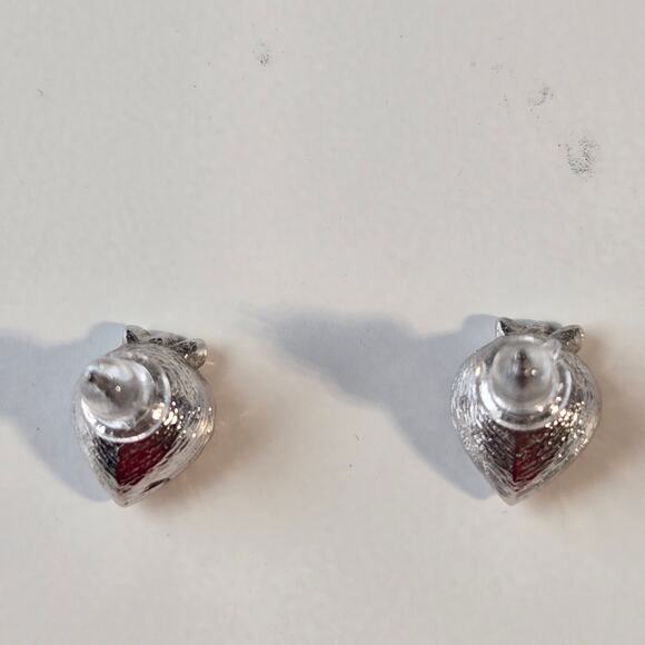 Silver with Ruby Red Heart Crystal Post Earrings - Picture 3 of 5